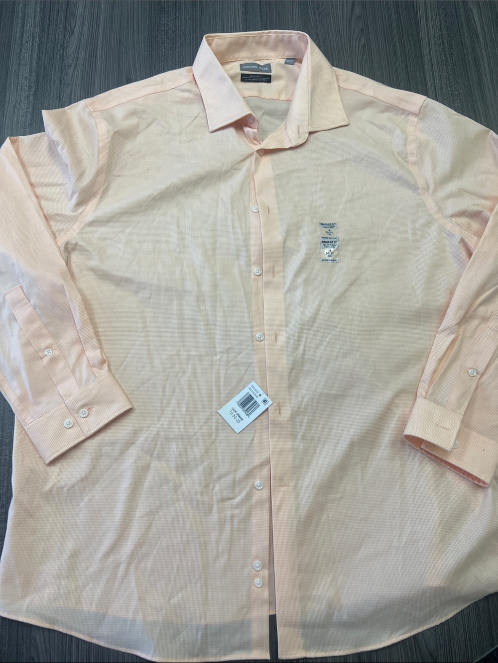 NWT Michael Kors Men's Dress Shirt Gingham Light Orange 2XL Regular Fit